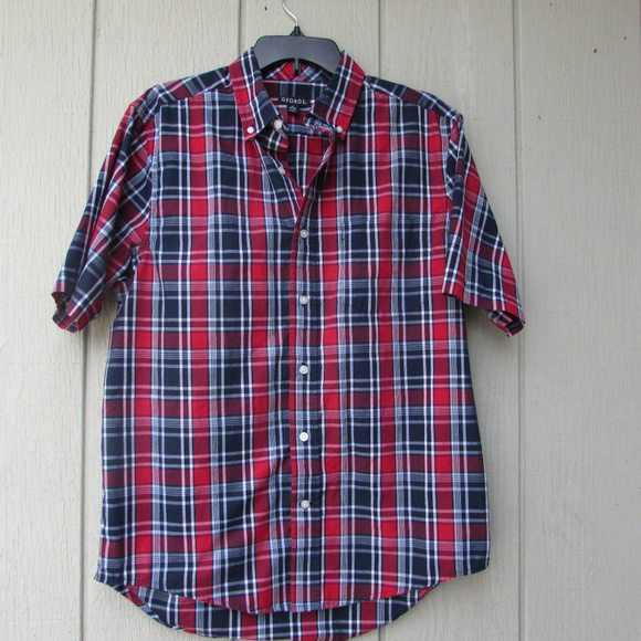 George Other - George Men's Short Sleeve Button down Casual Shirt